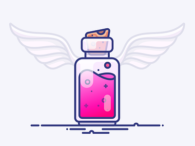 Potion of Energy blue bottle gradient icon illustration magic pink potion purple redbull vector wings