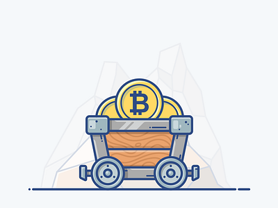 Minecart bitcoin blockchain cart cryptocurrency design icon illustration mine minecart money set vector