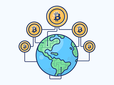 Cryptocurrency bitcoin coin cryptocurrency currency earth globe icon illustration money planet space world