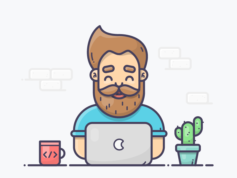 Video Call animation desk hero icon illustration macbook motion programmer vector web work workspace