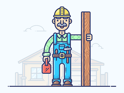 Carpenter building carpenter character design hammer hero icon illustration man set vector