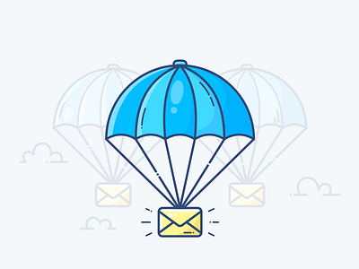 Campaigns company e mail email envelope flying form graphics illustration mail parachute vector web