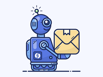 EXPRESS bot box delivery icon illustration mech present robot rocket sell shopify smar7