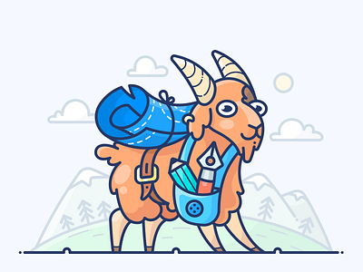 Art Goat art character design designer drawing goat icon illustration mountains pencil vector web