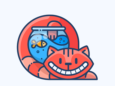 Cat & Fish cat cat illustration character design fish friends icon illustrator logo outline sticker vector