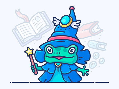 Toad Sorceress blog book character frog girl graphics icon illustration magic onboarding toad vector web