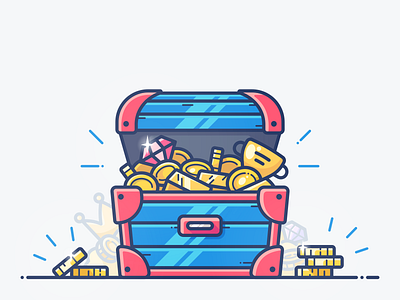 Treasure Chest bundle chest coin crown crystal diamond dragon fantasy goblet gold graphic graphics icon illustration money outline picture safe treasure web