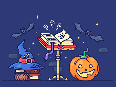 Halloween 🎃 2018 bat book collection design graphics halloween hat icon illustration lantern magic month pack pumpkin set vector web wizard