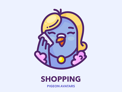 Shopping Pigeon avatar bird character design fashion girl google illustration illustrator outline picture pigeon profile series set shop shopping store vector woman