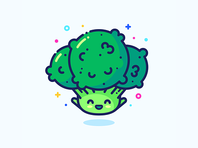 Broccoli broccoli character cute design food green hero icon illustration illustrator little outline pin series set small sticker vector vegan web