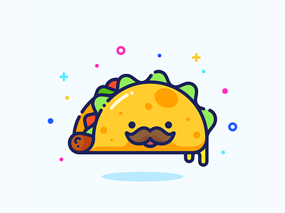 Taco character cheese color cute design food icon illustration illustrator mexico minimal outline pin series set sticker taco vector