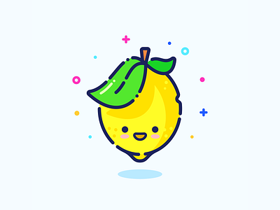 Lemon adobe character cute design fruit green icon illustration illustrator lemon minimal outline pin series set sticker vector web yellow