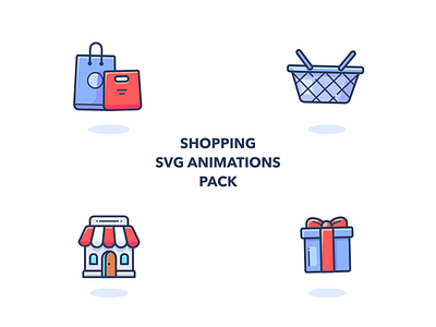 Animated Shopping Icons aftereffects animation bags basket design graphics icon illustration illustrator json lottie motion pack set shop shopping store svg vector web