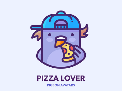 Pizza Lover avatar bird character design google graphics icon illustration illustrator man picture pigeon pizza profile series set sticker subway vector web