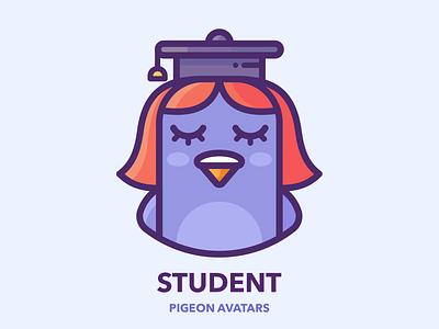 Student app avatar bird character girl google graphics hero icon illustator illustration pigeon profile series set sticker student subway vector woman
