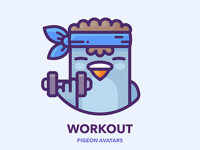 Workout bird boy character design google guy hero icon illustration illustrator man outline pigeon profile series set sticker subway vector web