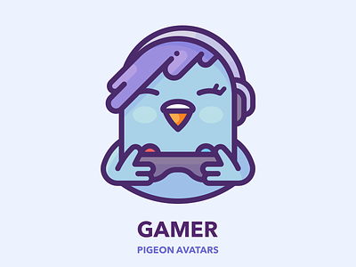 Gamer avatar bird character design game gamepad gamer girl google graphics icon illustration illustrator outline pigeon profile series sticker vector web