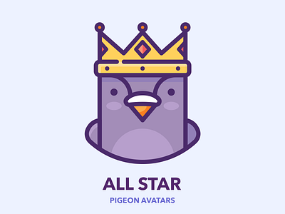 All Star avatar bird character crown design google hero icon illustration king man outline pigeon procreate profile series set sticker vector web