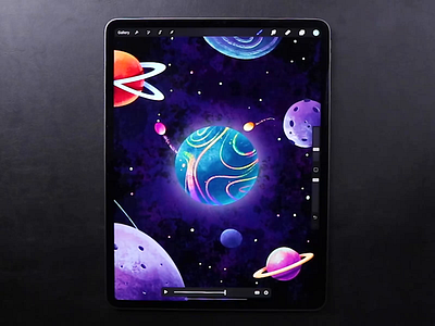 Universe Magic ✨ animation creative cycle draw drawing frame graphics illustration ipad magic moon planet procreate space speedart speedpaint star sun universe video