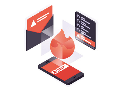 Notifications chat email fire isometric notifications