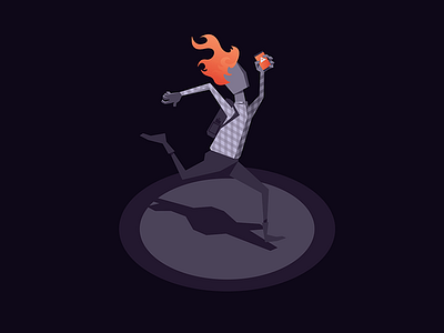 Hair On Fire fire isometric person running