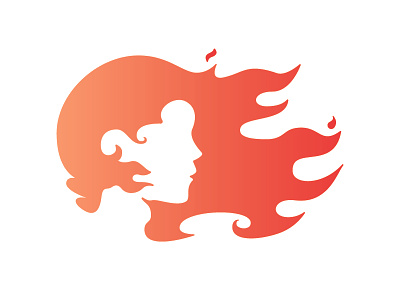 Remain calm fire flame hair profile silhouette woman