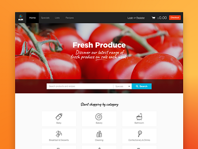 Aldi Concept Design - Home aldi australia fruits germany grocery red retail shopping supermarket sydney vegetable website