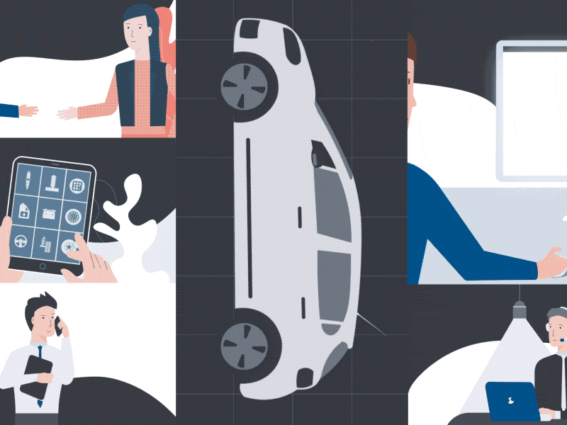 Customer Journey 2d after effects car character gif illustration tech