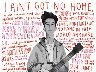 Woody Guthrie folk lettering music portraits typography woody guthrie