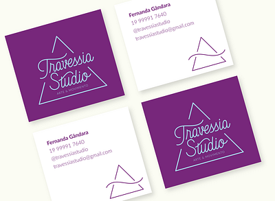 Travessia Studio Business Cards branding business card business card design graphic design logo square typography vector yoga studio