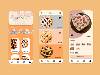 HEY Cake app design ui