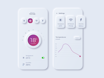 Smart home app🏠 | Neumorphism 3d branding design experiment homeapp interface neumorphism smart home ui uiux