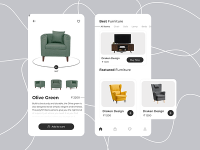 Furniture shop UI branding design experiment furnitureshop ikea illustration interface mobile app sofa ui uiux userinteraface vector