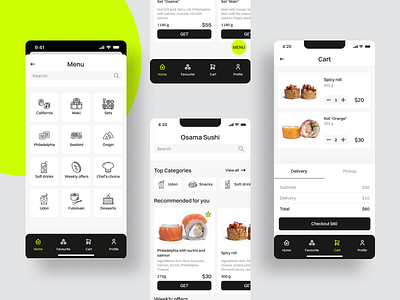 Sushi App Concept app application branding delivery app design graphic design illustration logo ui ux vector web design