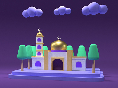 Mosque 3d graphic design ui