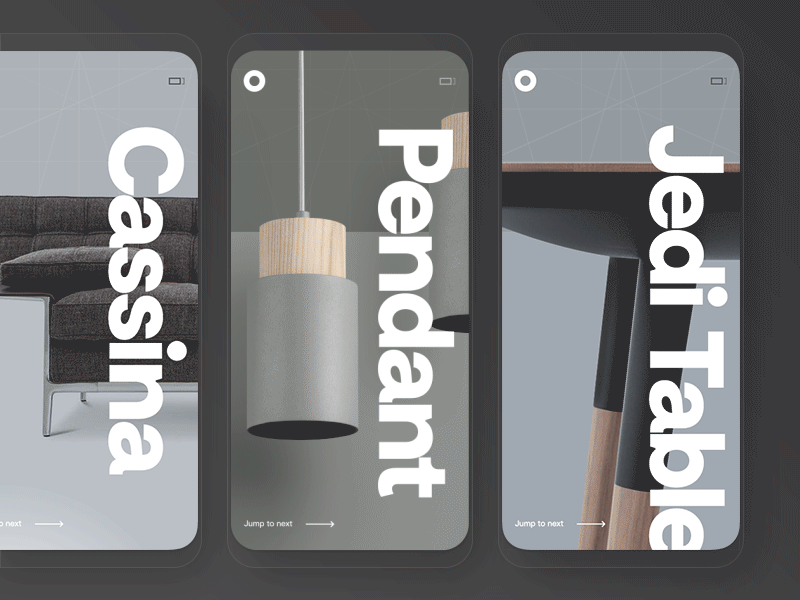 Ostriv - Mobile UI Animation design furniture grid interaction minimal mobile photography simple typography ui ux