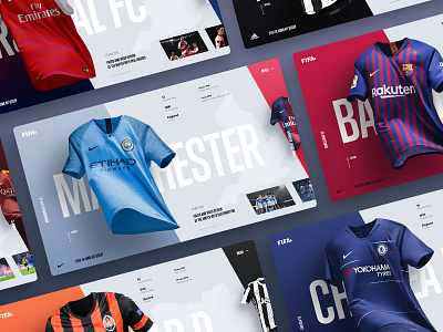 Kit of Football Teams Jersey clothes concept design fifa grid hero jersey minimal soccer ui ux web