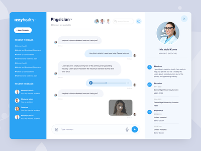 Medical App I Chat with Doctors chat dashboard doctor and patient doctor app doctor chat doctor profile health landing page healthcare healthcare app history hospital medical app medical dashboard medical design medical website message message and chat patient profile physican threads