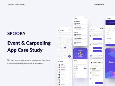 Spooky Case Study on Behance app case studies app design behance carpool carpooling app casestudy event app events france location map party app payment ride share user profile ux steps uxdesign uxui web case studies