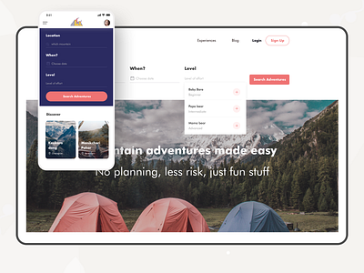 The Mountains adventure agency website airbnb form hiking trails job interview job requirements landingpage location mountain planing remotework responsive design transition travel app travel website ux job interview wildlife young professionals