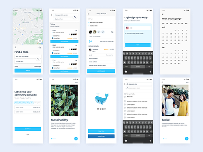Carpool App I app design calendar calendar view car app carpool carpool web carpooling app commuting destination driver app faq location search login onboarding screen ride search rides schedule search design sign up splash screen