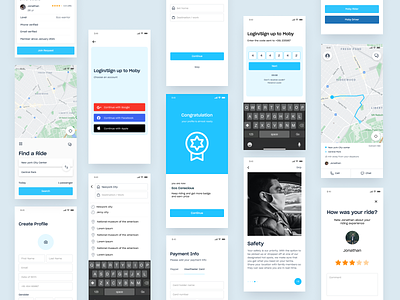 CarPool App II car app carpool app carpooling app create profile destination driver rider app feedback page login signup map app map view onboarding screen otp design payment info payment page payment ui reward page ride share ride sharing app rider app uber