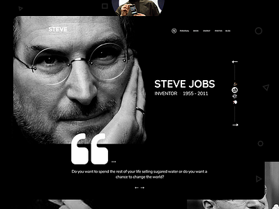 Steve Jobs app banner ceo ios landing page personal website steve jobs steve jobs biography uiux web design