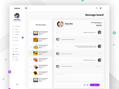 Message Board admin analytics app apps chat dashboard interface student ui university ux