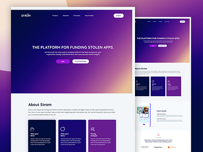 STROM app best gradient ios landing material page ui ux website