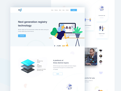 Software Company Website animation clean homepage colorful curve illustration isometric it company design software company software design software landing page tech design website