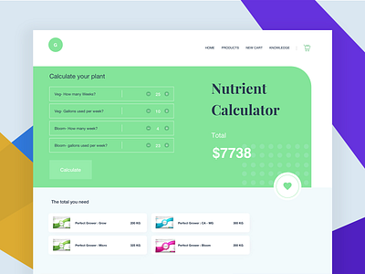 Nutrient Calculator agricultural agricultural webdesign agro agro app calculator app calculator ui color creative crops farmer farmers market furtilizer nutrient calculator ux design
