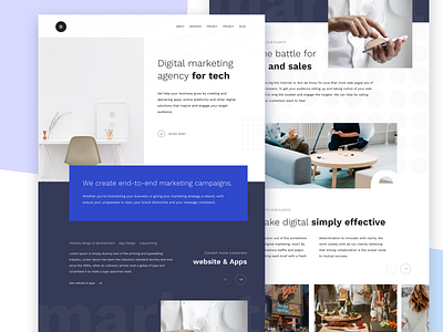 Digital marketing agency home page about page agency homepage agency landing page app design blog design blue and white clean app design digital marketing illustration logo marketing landing page marketing website tech home page ui ux