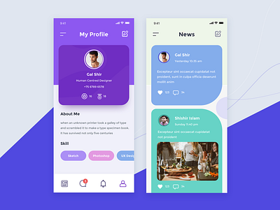 Employee Management app color company app employee app employee engagement employee management illustration ios landing page my profile news app news feed sketch staff app user profile