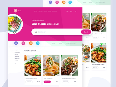 Food Delivery Website I Menu appui calories app delivery service delivery web food food app food delivery website food landing page food menu food ordering platform food website graphic design green lunch menu page user experience user interface web marketing weight loss plan